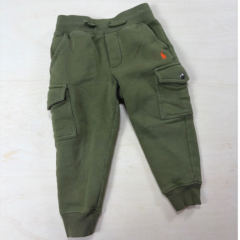 Polo Ralph Lauren Toddler Boys Olive Green Cargo Jogger Pants Size 2